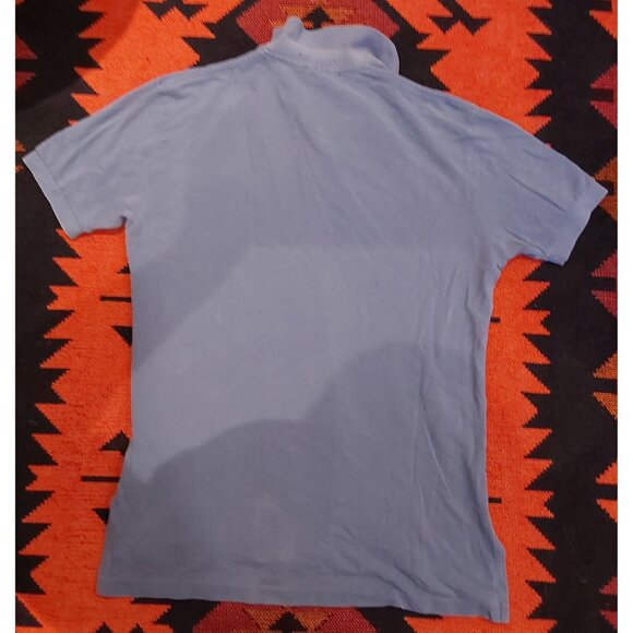 POLO Ralph Lauren Vintage Men's Cotton Blue Polo Orange Logo. Sz Medium - Picture 2 of 11